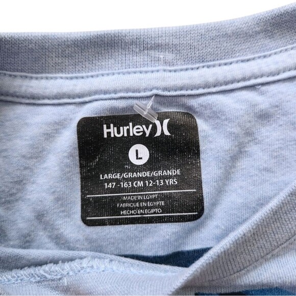 Hurley Youth Boys T Shirt Light Blue Tropical Palm Chest Pocket Large (12 -13 Y) - Picture 6 of 8